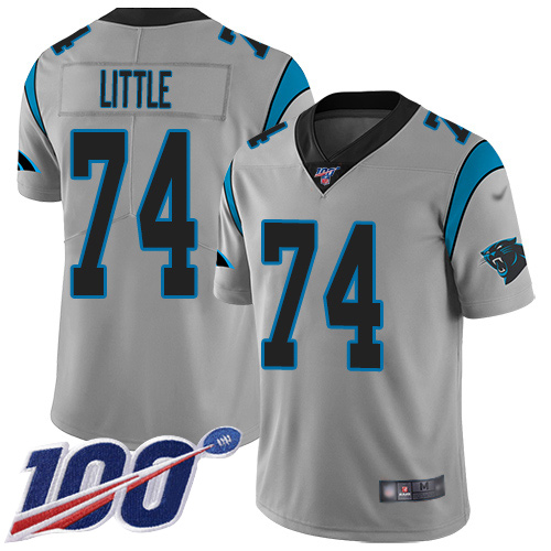 Carolina Panthers Limited Silver Youth Greg Little Jersey NFL Football #74 100th Season Inverted Legend